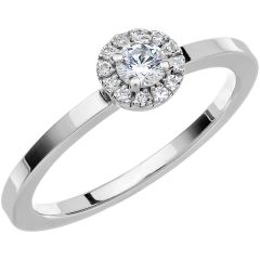 Vigselring Schalins Love 03 med diamant i 18 k vitguld.