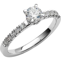 Vigselring Schalins Love 14 med diamant i 18 k vitguld.