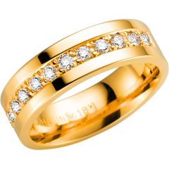 Vigselring Schalins Norrsken Corona i 18 k guld med 0,36 ct. diamanter.