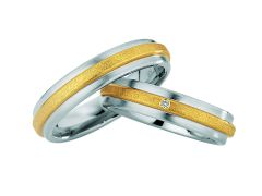 Vigselring Saint Maurice Steel & Gold 88216/17 med diamant i stål och 18 k guld.