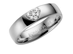 Vigselring Schalins Stjärnfall, Nova med 0,06 ct. diamant i 18 k vitguld.